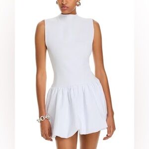 NWT Aqua | White Ponte Mock Neck Bubble Mini Dress | S